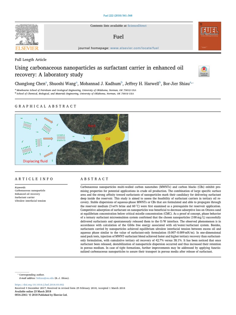 Using Carbonaceous Nanoparticles As Surfactant Carrier in Enhanced Oil ...