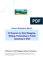 Human Workplace Ebook 25 Reasons To Start Blogging, Writing, Podcasting or Public Speaking in 2020 PDF