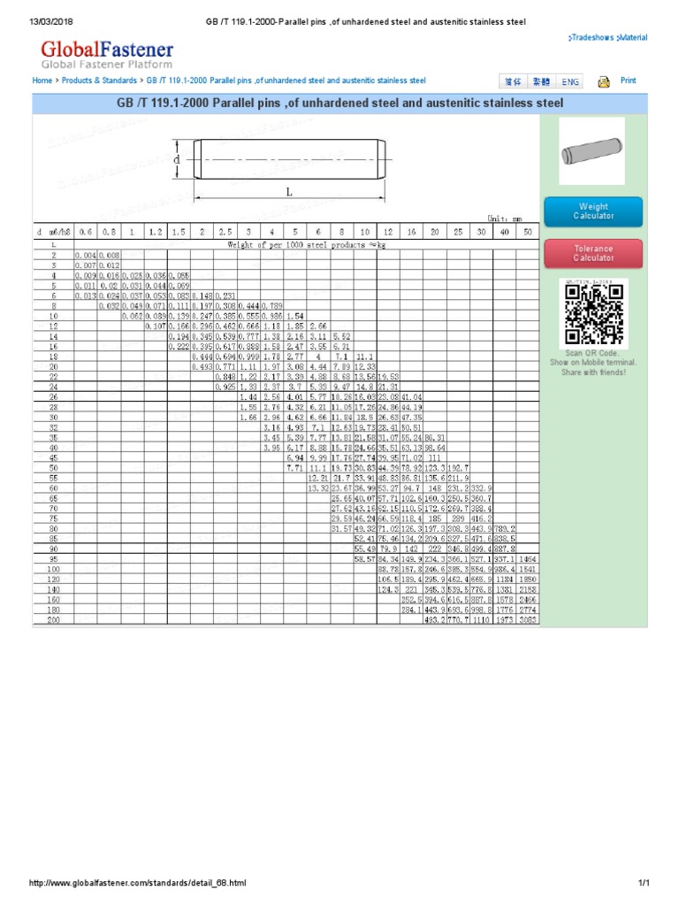 GB - T 119.1-2000-Parallel Pins, of Unhardened Steel and Austenitic ...