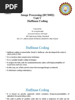 Image Processing (RCS082) Unit V Huffman Coding