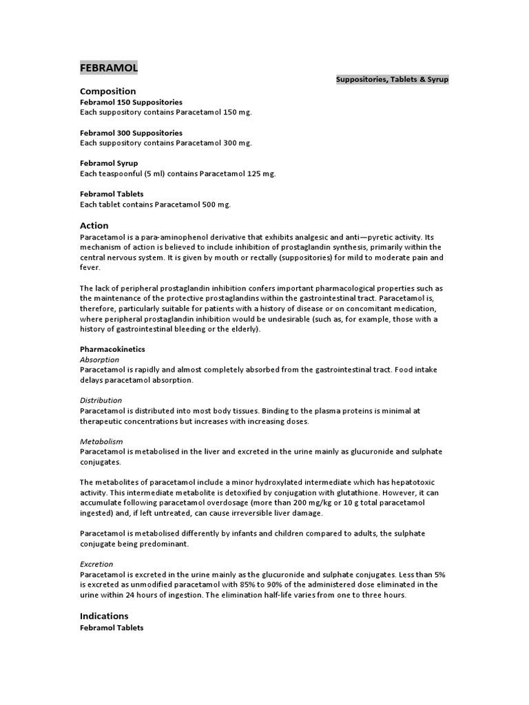 Febramol: Composition | PDF | Clinical Medicine | Drugs