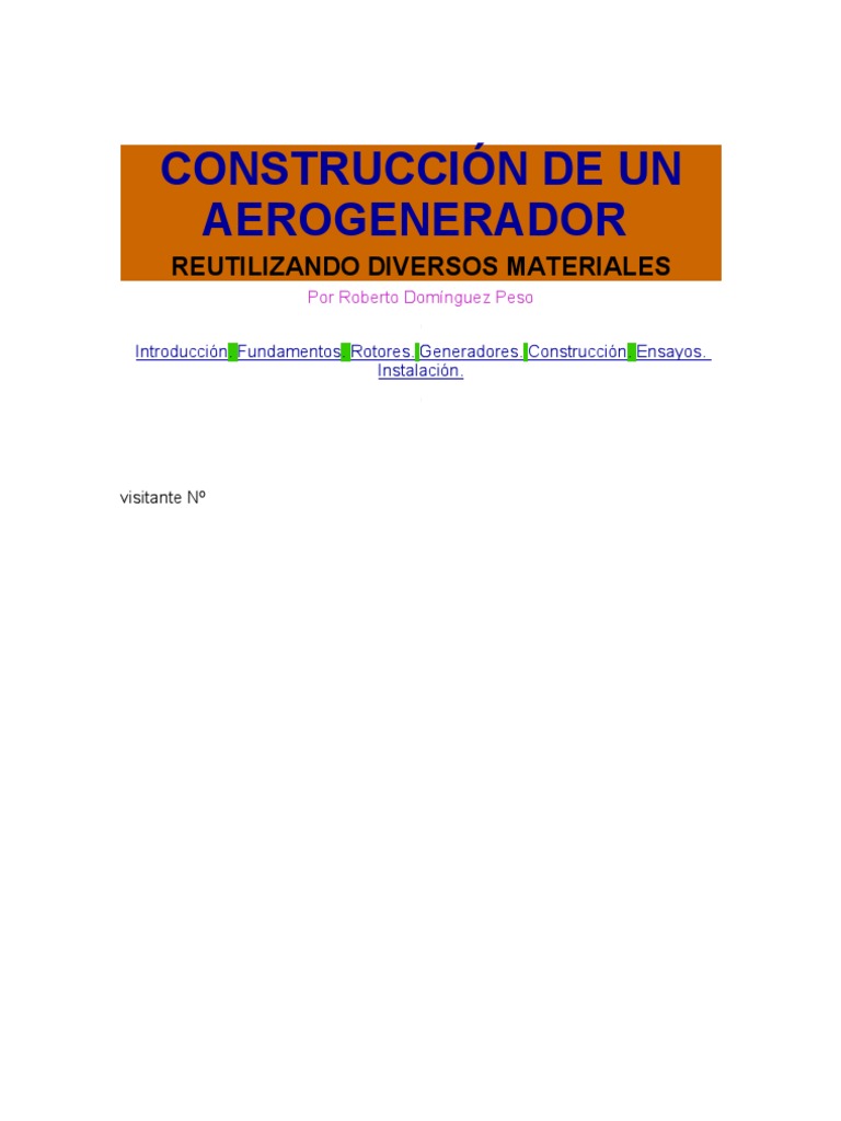 Construcción de Un Aerogenerador | PDF | Energía renovable | Energía eólica