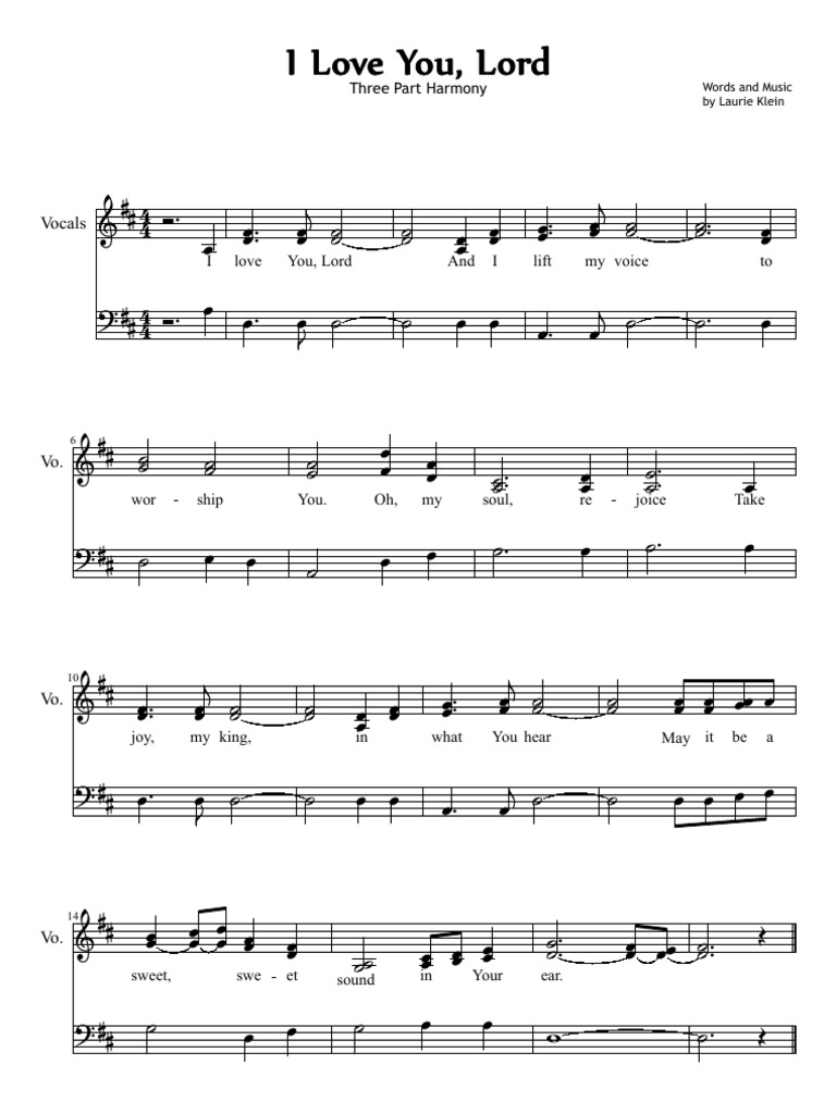 I Love You, Lord Sheet Music Version 2