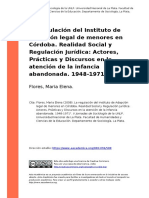 Flores, Maria Elena (2008). La regulacion del Instituto de Adopcion legal de menores en Cordoba. Realidad Social y Regulacion Juridica Ac (..)