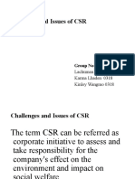 Challenges and Issues of CSR: Group No: 10, Members