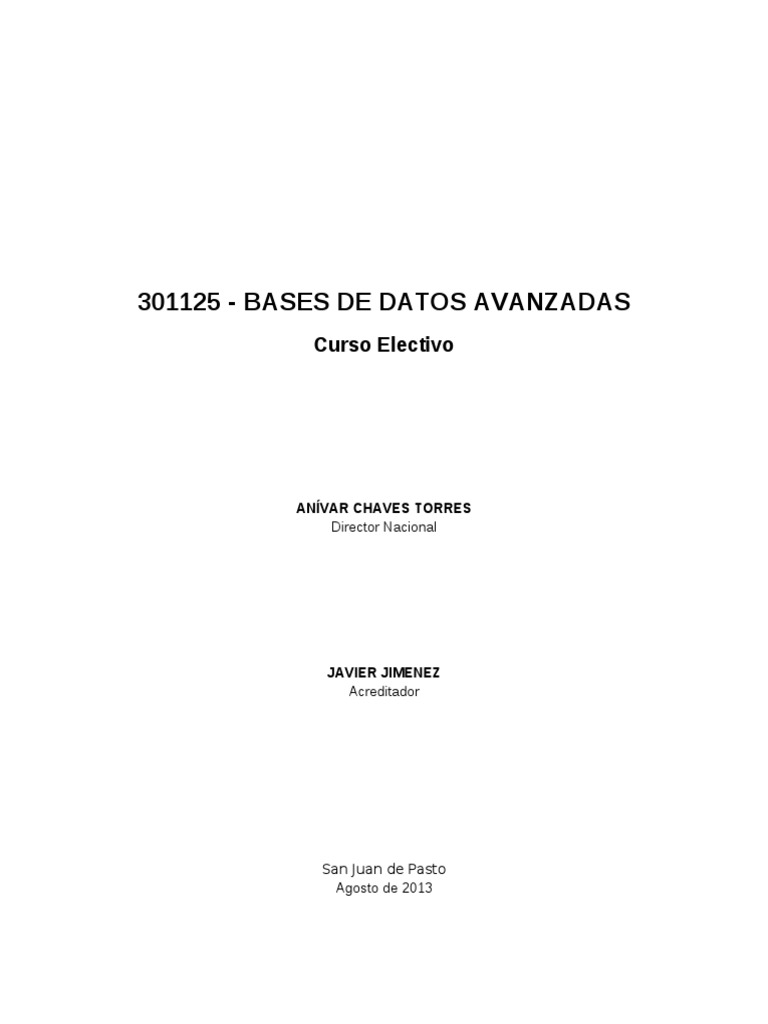 Bases de Datos Avanzadas | PDF | Base de datos relacional | Bases de datos