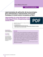 Oportunidades de Aplicación de Las Tecnologías de La Información Y Comunicación (Tics) para Fortalecer La Lucha Contra La Anemia en Perú