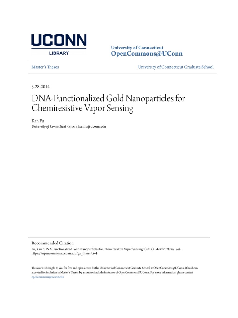 DNA-Functionalized Gold Nanoparticles For Chemiresistive Vapor Se PDF ...