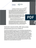 Declaración Conjunta de ASA y APSF Sobre Pruebas Perioperatorias para El Virus COVID