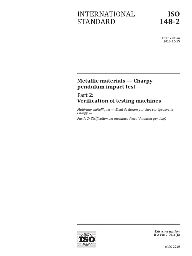 International Standard: Metallic Materials - Charpy Pendulum Impact ...