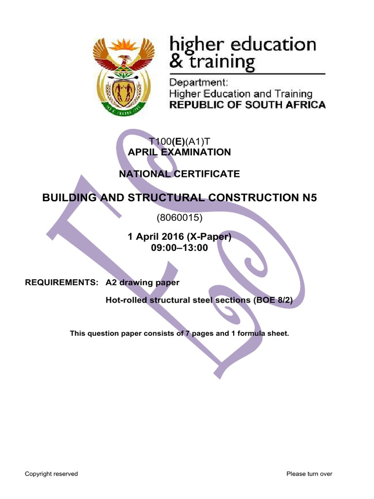 N5 Building And Structural Construction April 16 Pdf Beam Structure Stairs