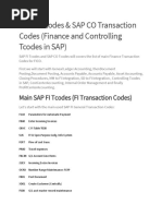 Transaction Codes Finance SAP