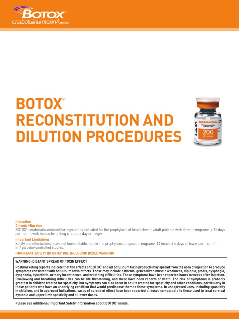 APC15WD15 Recon Dilution Instructions | PDF | Botulinum Toxin | Syringe
