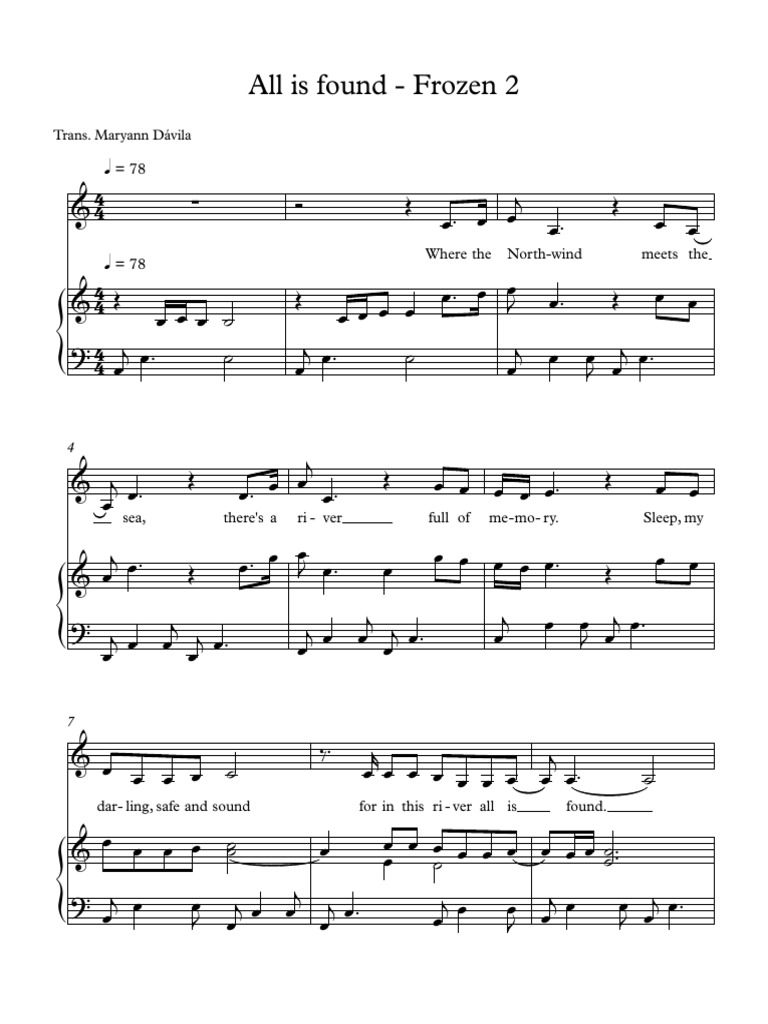 All Is Found - Frozen 2 Voz y Piano | PDF
