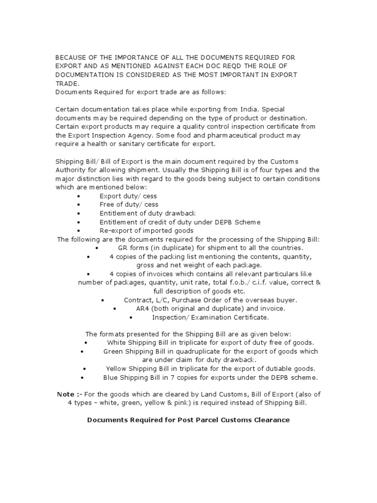 Export Documentation Essentials | PDF | Invoice | Trade