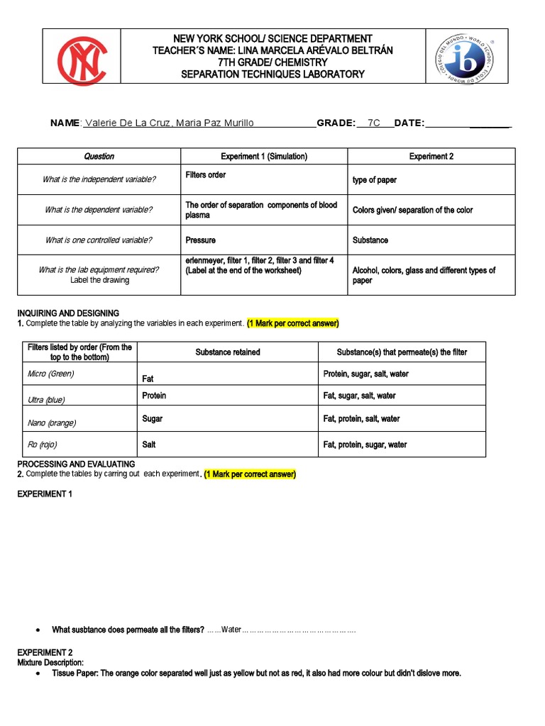 Separation Techniques LABORATORY | PDF | Chemical Substances | Experiment