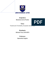 Teorema de Torrichelli y Ecuación de Bernoulli