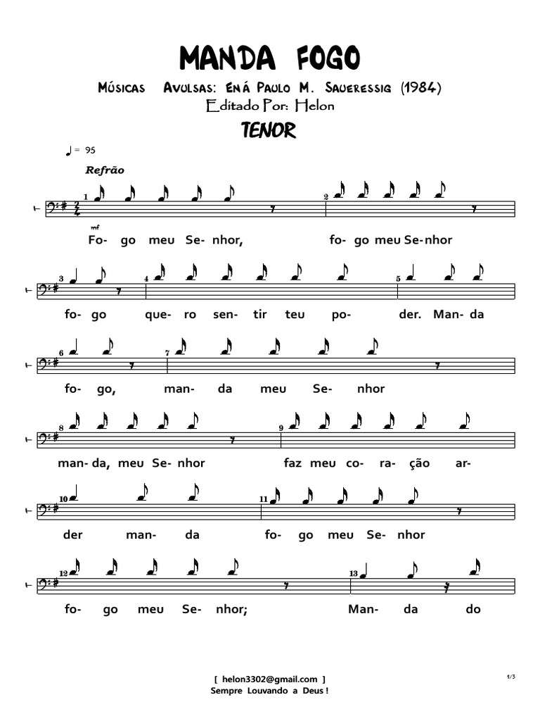 Avulsos Com Partitura Separado 003ct Manda Fogo Tenor PDF