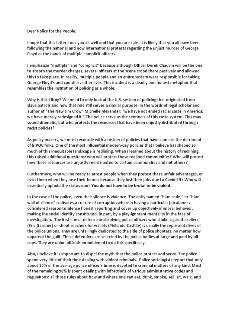 Policing Letter | PDF | Police | Policy