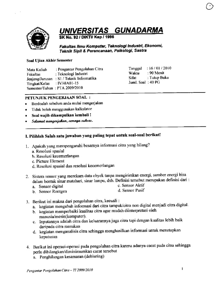 Soal Ujian Utama Pengantar Ekonomi 2 Gunadarma Helmi Kediris