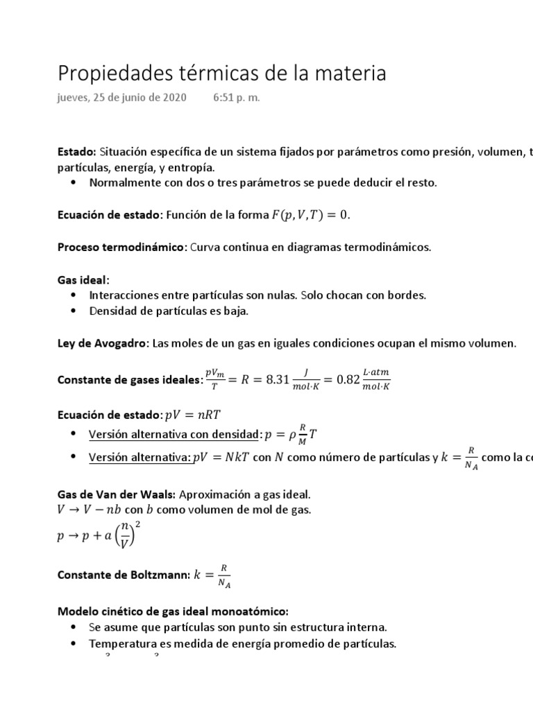 Propiedades y ecuaciones de gases ideales | PDF | Gases | Temperatura