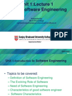 Unit 1:lecture 1 CST 211 Software Engineering: Presented by Ms.R.Priyambiga R.priyambiga@sanjayghodawatuniversity - Ac.in