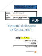 Memorial Del Recurso de Revocatoria Articulo 122 C. Tributario