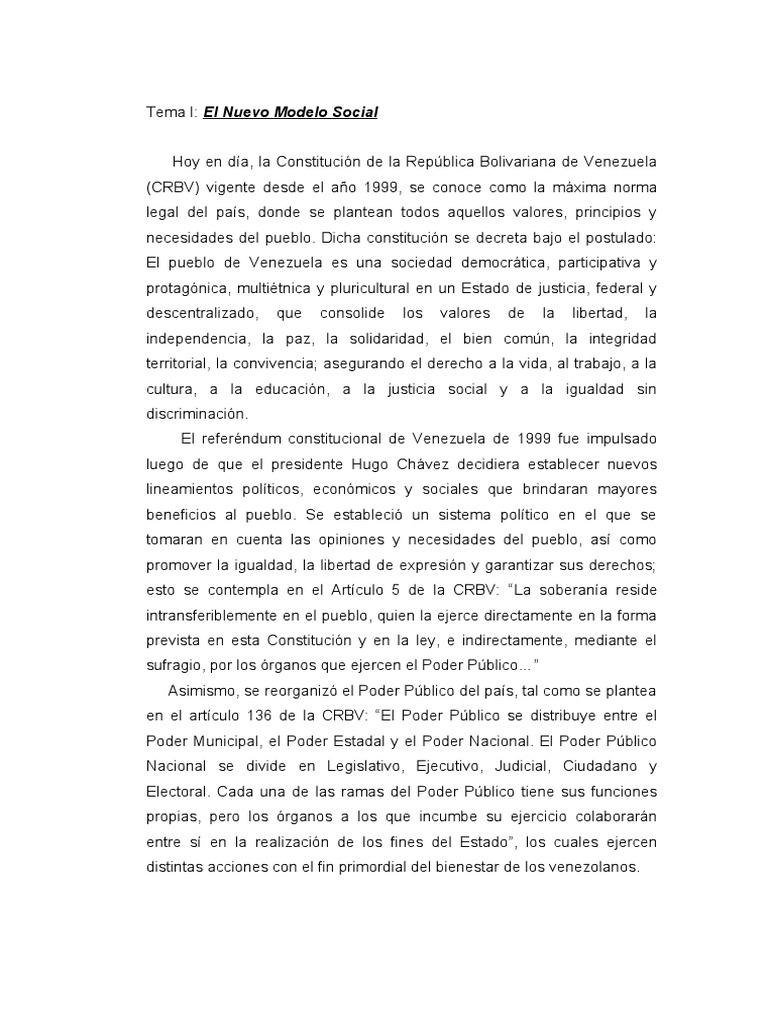 El Nuevo Modelo Social Pdf Venezuela Contador