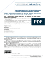 Influencia de Los Requerimientos Ergonómicos y Recursos Preventivos Percibidos