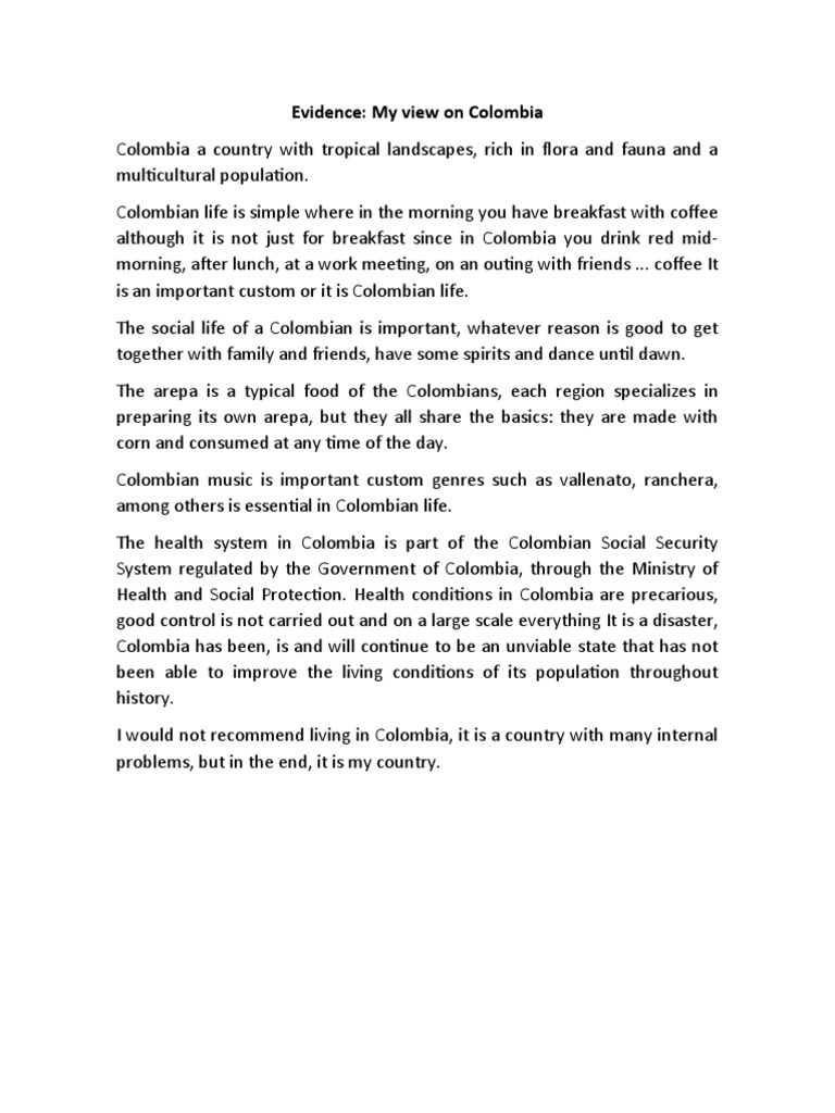 Evidence: My View On Colombia | PDF