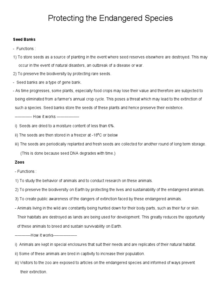 Endangered Species Conservation Methods | PDF | Conservation Biology ...