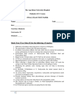 The Aga Khan University Hospital Pediatric SCU Course Final Exam Test Paper Name: - Unit