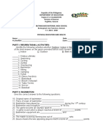 Part I: Recreational Activities:: Republic of The Philippines Region Iv-A Calabarzon Division of Quezon Pagbilao, Quezon