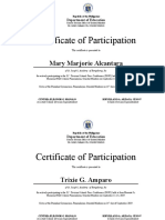 Certificate of Participation: Mary Marjorie Alcantara