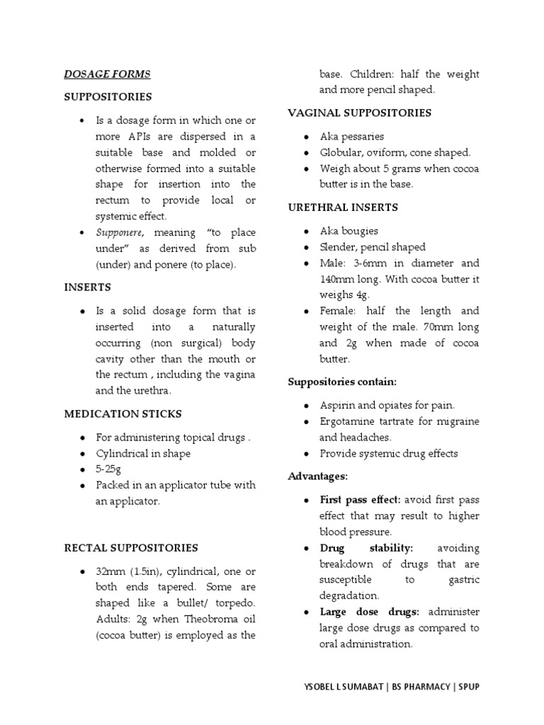 Suppositories Vaginal Suppositories: Dosage Forms | PDF ...