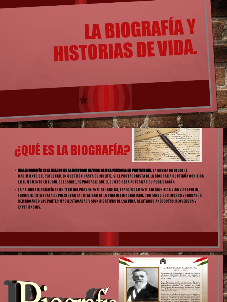La Biografía y Historias de Vida DIAPOSITIVAS | PDF | Biografía ...