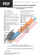 ListaFacultati - Ro Subiecte Admitere Universitatea Bucuresti Jurnalism 2009