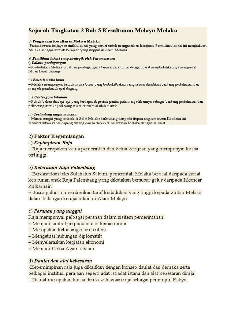 Nota Bab 6 Sej Tingkatan 2 Pdf
