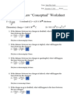 Coulombs Law "Conceptual" Worksheet