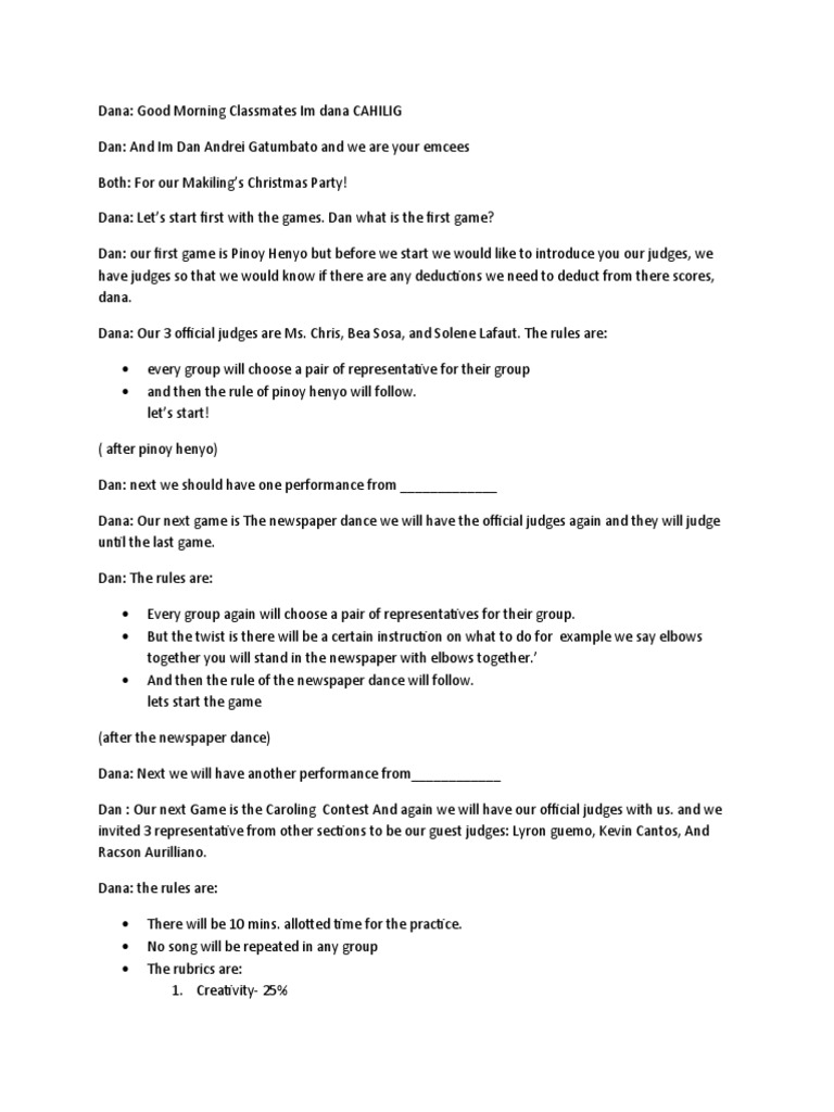 Simple Program For Christmas Party Script Pdf
