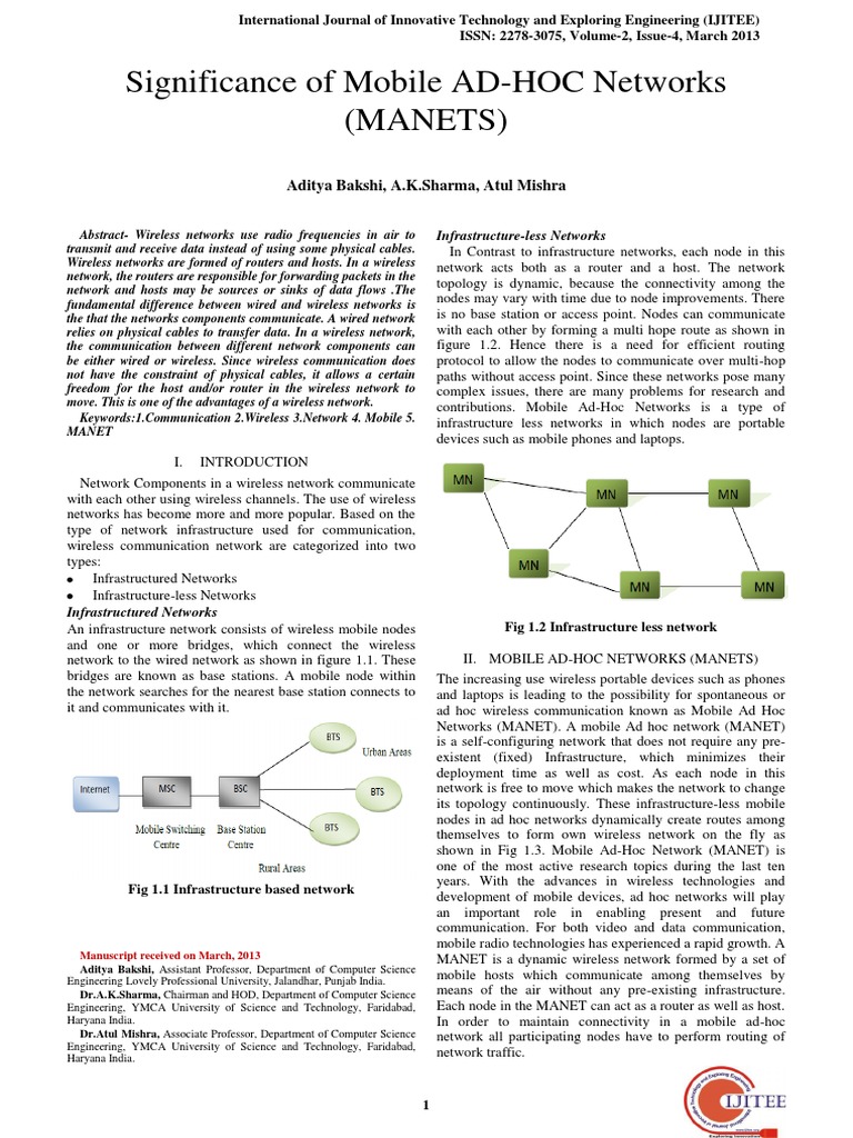 Importance of Mobile Ad-Hoc Networks | PDF | Wireless Ad Hoc Network ...