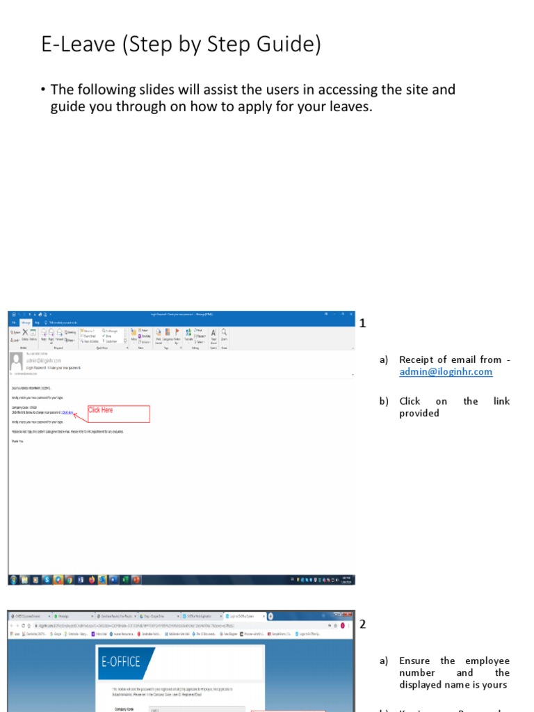 E-Leave Application Guide | PDF | Login | Password