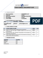 Coordination Form & Teaching Plan: Course Information