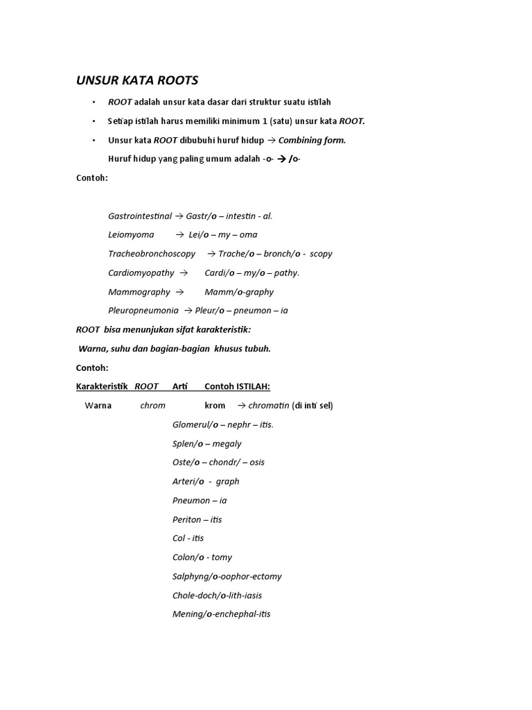 Unsur Kata dan Arti ROOTS dalam Istilah | PDF