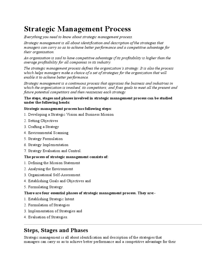 Strategic Management Process | PDF | Strategic Management | Strategic