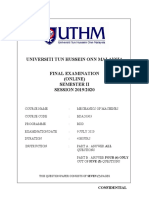 Universiti Tun Hussein Onn Malaysia Final Examination (Online) Semester Ii SESSION 2019/2020