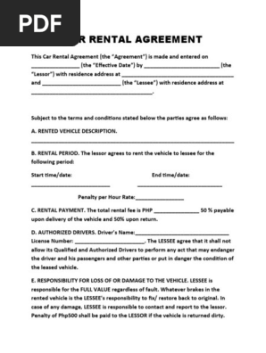 CAR RENTAL AGREEMENT