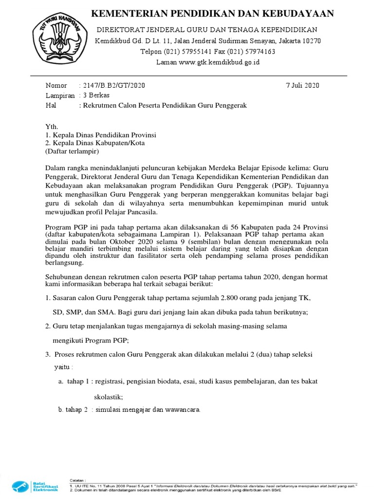 2147 - Surat Rekrutmen CGP Esign | PDF