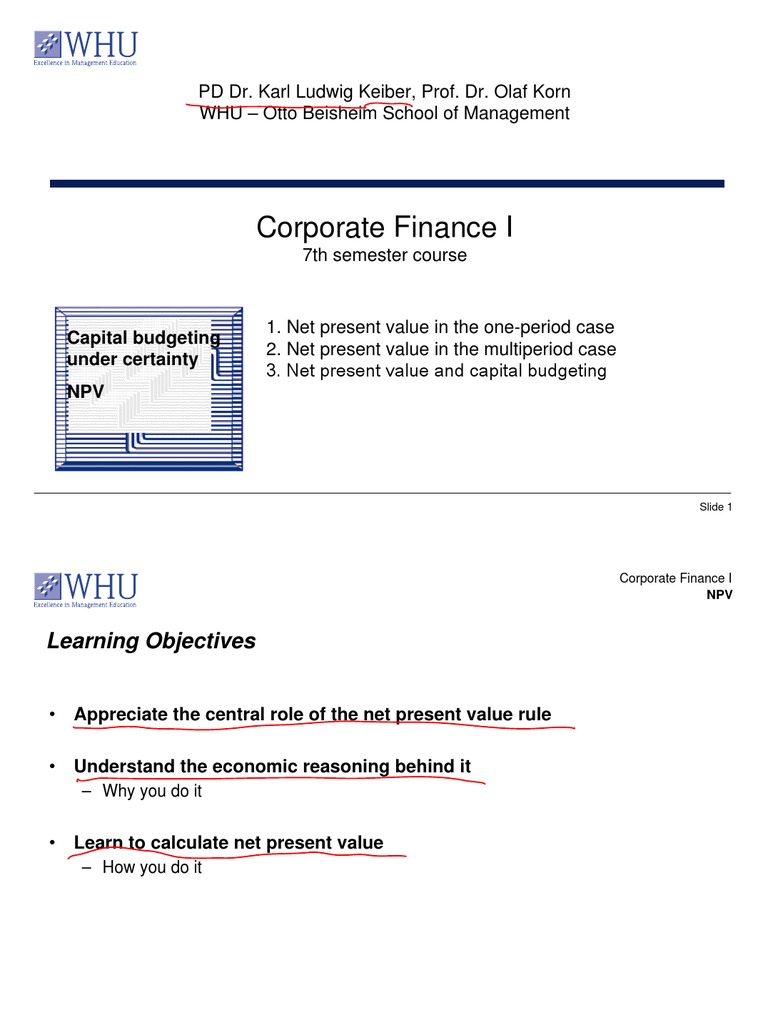 NPV in Corporate Finance: Key Concepts | PDF | Net Present Value ...