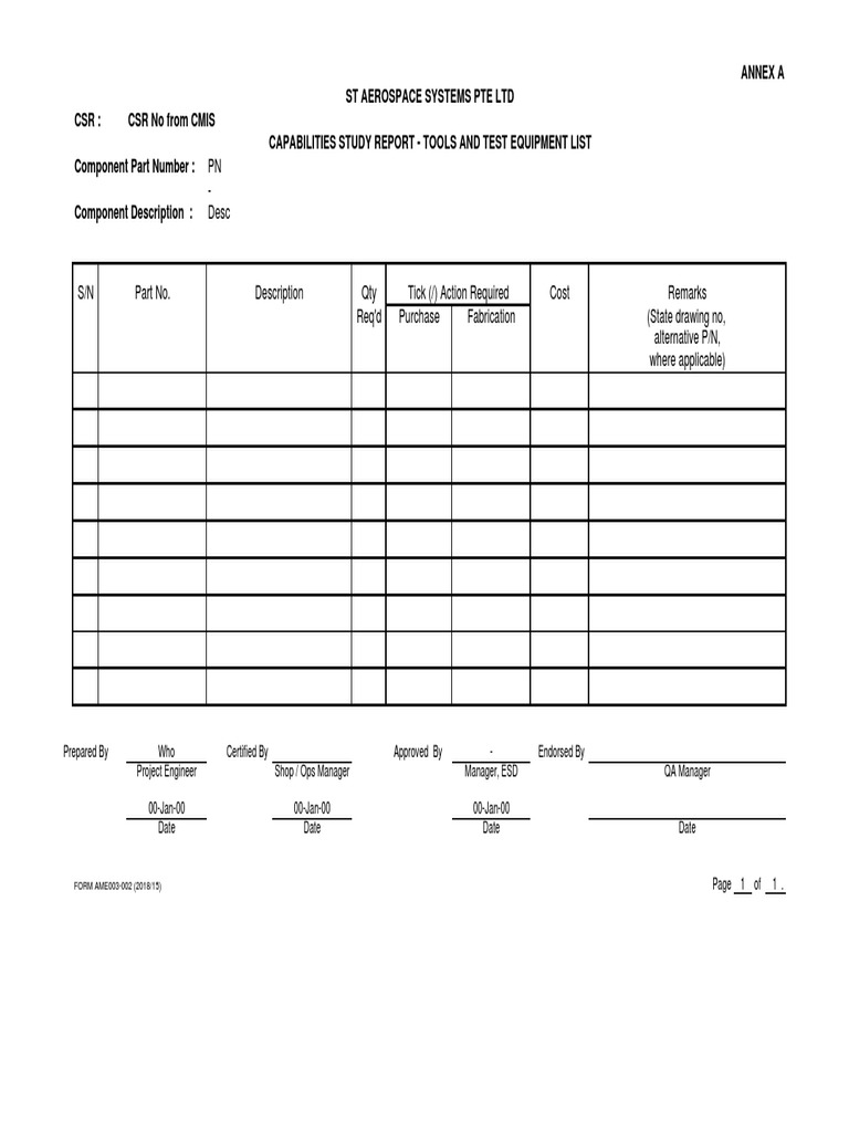 Tools and Test Equipment List Report | PDF